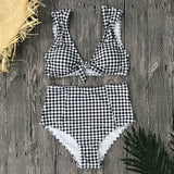 2019 Sexy High Waist Bikini  Swimsuit Plaid Summer Beach Wear