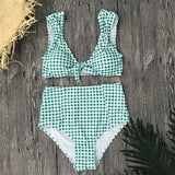 2019 Sexy High Waist Bikini  Swimsuit Plaid Summer Beach Wear