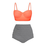 High Waist  Striped Bikinis  Swimwear Suits Beach Wear