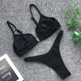 Push up Bikini 2019 Swimwear Women Black White Swimsuit  Bikinis Set  for