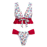 2019 Flower print swimwear bikinis top two-piece suits