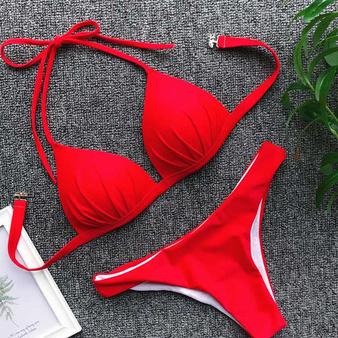 Red Swimsuit Bikini Set
