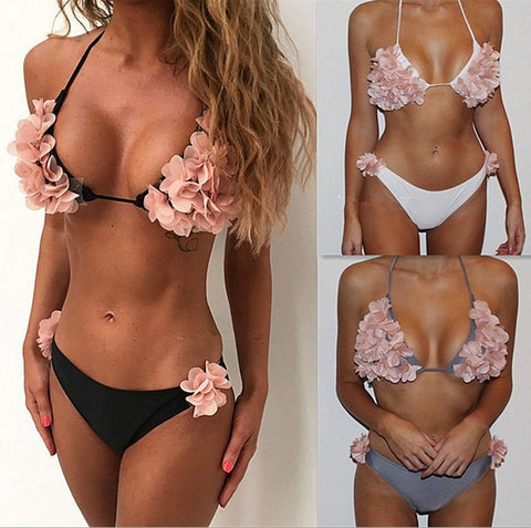 2019 Summer Bikinis Women Swimsuit Push Up Swimwear Bikini Set Bandage Flower  Swimsuit